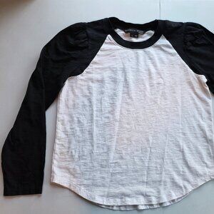 Veronica Beard Puff Sleeve Mason Baseball T-shirt